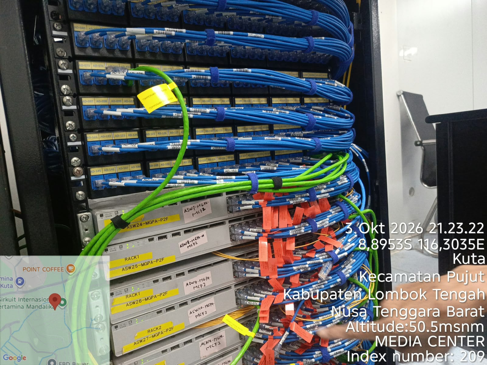Rack jaringan Media Center untuk event MotoGP Mandalika